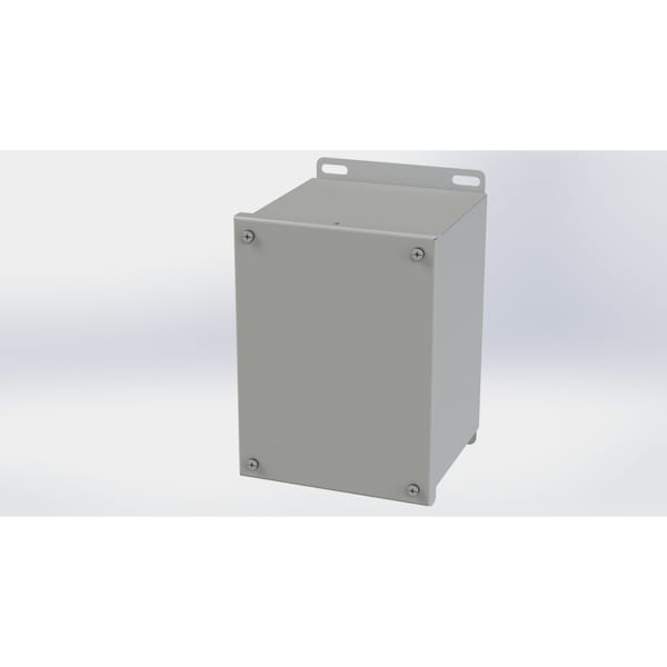 Captive Screws Electrical Enclosures, 8.13 in H, 6 in D, 6 in W, NEMA 3R, 4, 12, 13, Carbon Steel